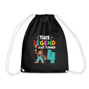 Bigfoot Party Supplies This Legend Just Turned 4 - Drawstring Bag - black - Front