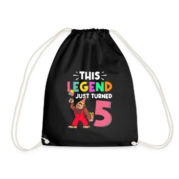 Bigfoot Party Supplies This Legend Just Turned 5 - Drawstring Bag - black - Front