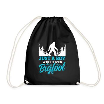 Just A Boy Who Loves Bigfoot Party Supplies - Drawstring Bag - black - Front