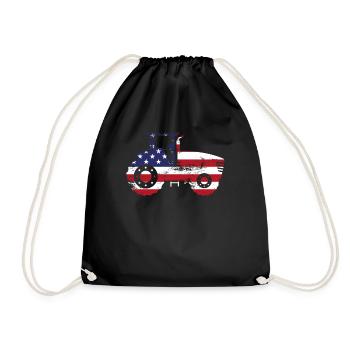 Farming Farmer American Flag Us - Drawstring Bag - black - Front