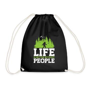 Bigfoot Sasquatch La vie est meilleure sans les gens - Sac de sport léger - noir - Devant