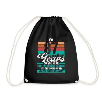 87 Year Old Funny Getting Old Humor Birthday Idea - Drawstring Bag - black - Front