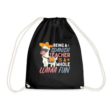 Funny Spanish Teacher Llama - Drawstring Bag - black - Front