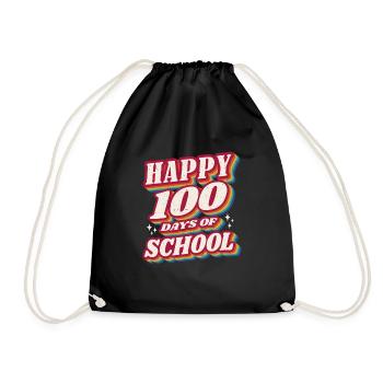 Retro Student Happy 100th Day 100 Days Of School - Drawstring Bag - black - Front