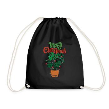 Christmas Monstera avec guirlande lumineuse Arbre - Sac de sport léger - noir - Devant