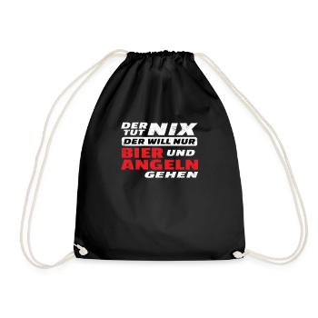 Angler Geschenkidee Hobby Angeln - Turnbeutel - Schwarz - Vorne