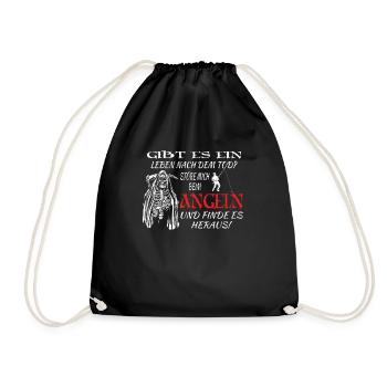 Angler Geschenkidee Hobby Angeln - Turnbeutel - Schwarz - Vorne
