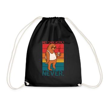 Me Sarcastic Never Sloth Saying - Drawstring Bag - black - Front