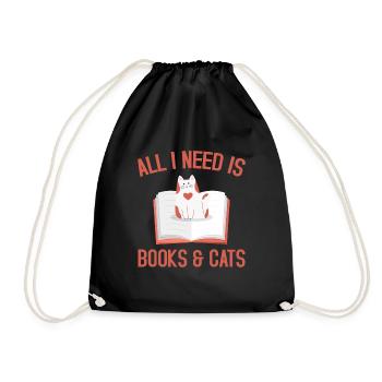 All I need is books - Turnbeutel - Schwarz - Vorne