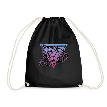 Retro Cat Graphic Cat for Cat Owners - Drawstring Bag - black - Front