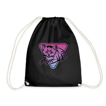 Retro Cat Graphic Cat for Cat Owners - Drawstring Bag - black - Front