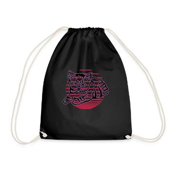 Retro Cat Graphic Cat for Cat Owners - Drawstring Bag - black - Front