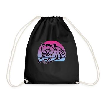 Chat graphique Retro Cat pour les propriétaires de chats - Sac de sport léger - noir - Devant