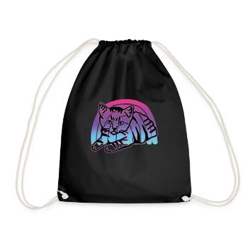 Chat graphique Retro Cat pour les propriétaires de chats - Sac de sport léger - noir - Devant