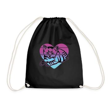Chat rétro graphique chat pour les propriétaires de chats - Sac de sport léger - noir - Devant
