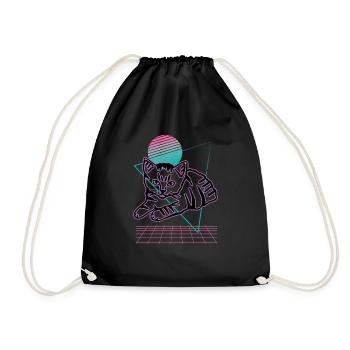 Retro Cat Graphic Cat for Cat Owners - Drawstring Bag - black - Front