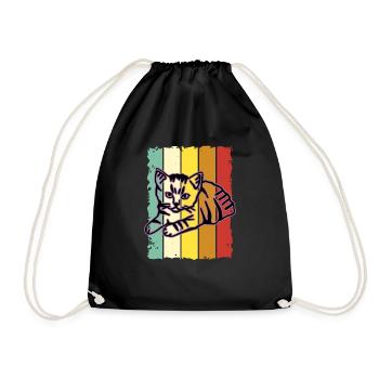 Chat graphique Retro Cat pour les propriétaires de chats - Sac de sport léger - noir - Devant