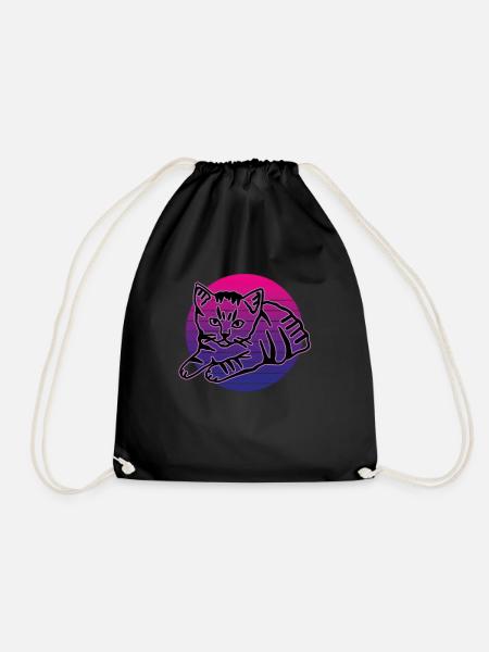 Retro Katze Grafik Katze für Katzenbesitzer - Turnbeutel - Schwarz