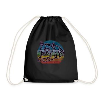 Retro Cat Graphic Cat for Cat Owners - Drawstring Bag - black - Front