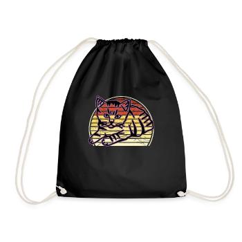 Chat graphique Retro Cat pour les propriétaires de chats - Sac de sport léger - noir - Devant