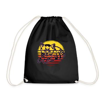 Chat graphique Retro Cat pour les propriétaires de chats - Sac de sport léger - noir - Devant