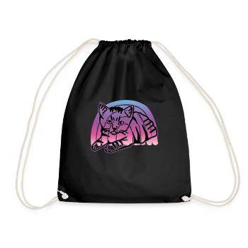 Chat graphique Retro Cat pour les propriétaires de chats - Sac de sport léger - noir - Devant