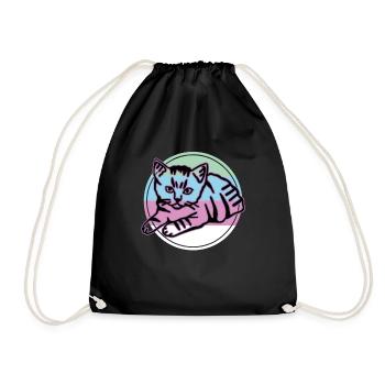 Chat graphique Retro Cat pour les propriétaires de chats - Sac de sport léger - noir - Devant