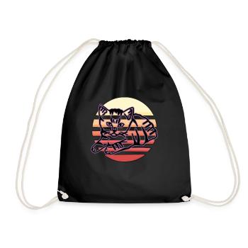 Chat graphique Retro Cat pour les propriétaires de chats - Sac de sport léger - noir - Devant