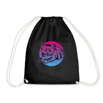 Retro Cat Graphic Cat for Cat Owners - Drawstring Bag - black - Front
