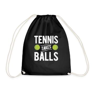 Tennis nimmt Bälle lustig Sportspieler Trainer Fan - Turnbeutel - Schwarz - Vorne