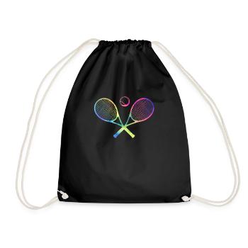 tennis raquettes croisées boule drôle sport jeux - Sac de sport léger - noir - Devant