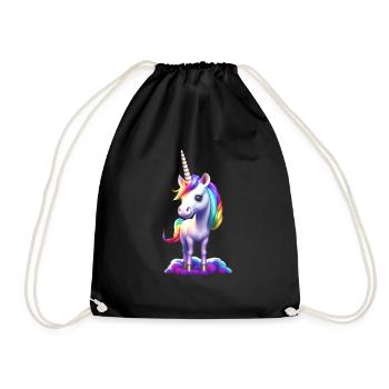 Süßes kleines Einhorn ist auf der Suche nach dir - Turnbeutel - Schwarz - Vorne