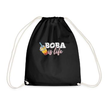 Boba Tea Kawaii Bubble Tea Drinker Tapioca Milk Bo - Drawstring Bag - black - Front