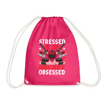 Gestresst Gesegnet und Hockey besessen - Turnbeutel - Fuchsia - Vorne