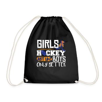 Girls Hockey Ice Hockey Player - Drawstring Bag - black - Front