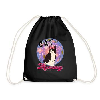 Cat Mommy Funny Cat Best Cat Mom Ever Meow - Drawstring Bag - black - Front