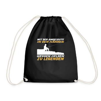 Angler Geschenkidee Hobby Angeln - Turnbeutel - Schwarz - Vorne