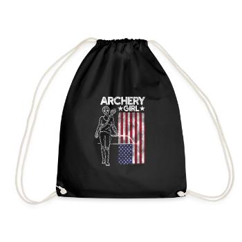 Archery Girl USA Patriotic - Drawstring Bag - black - Front