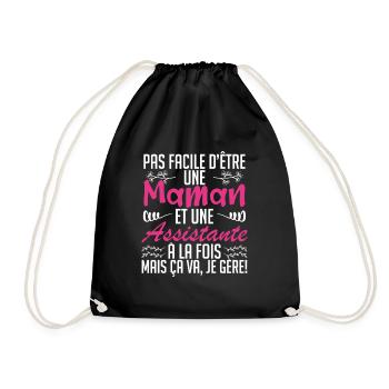 pas facile d'être une maman et une Assistante. - Sac de sport léger - noir - Devant