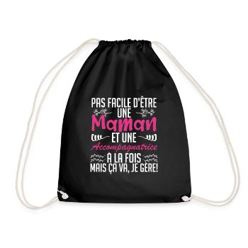 pas facile d'être une maman et une accompagnatrice - Sac de sport léger - noir - Devant