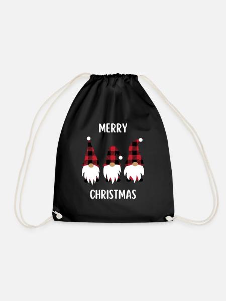 Merry Christmas Funny Christmas Shirt - Drawstring Bag - black