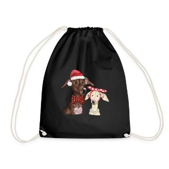 Italian Greyhound Whippet Christmas Dog - Drawstring Bag - black - Front