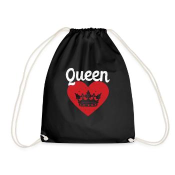 Queen Red Heart Crown Silhouette Couples Man - Drawstring Bag - black - Front