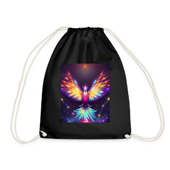 Geometric Phoenix Bird Polygon Abstract Mystical - Drawstring Bag - black - Front