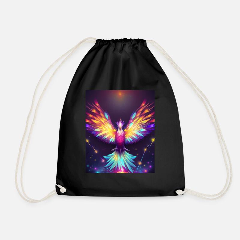 Geometrisch Phönix Vogel Polygon Abstrakt Mystisch - Turnbeutel - Schwarz