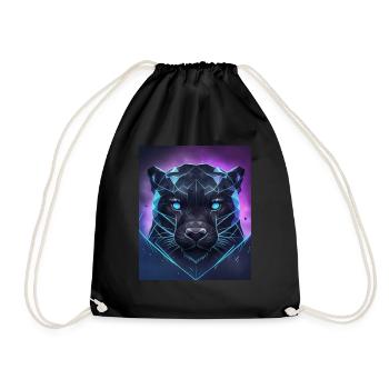 Geometric Panther Polygon Abstract Mystical - Drawstring Bag - black - Front