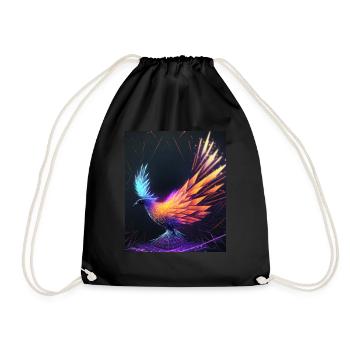 Geometric Phoenix Bird Polygon Abstract Mystical - Drawstring Bag - black - Front