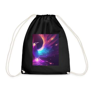 Geometric Phoenix Bird Polygon Abstract Mystical - Drawstring Bag - black - Front