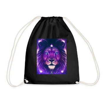 Geometric Leo Polygon Abstract Mystical - Drawstring Bag - black - Front