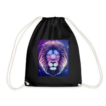 Geometric Leo Polygon Abstract Mystical - Drawstring Bag - black - Front